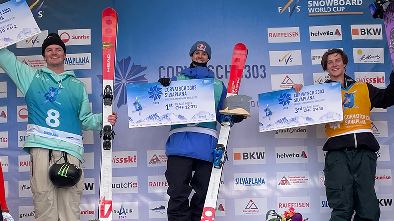 Jesper Tjäder vinner världscupens avslutning i slopestyle i Silvaplana. 